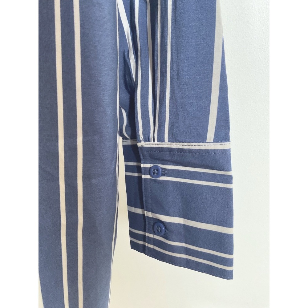 Topshop Striped‎ Oversized Shirt Dress Blue White XS Size 0-2 Button Down Career - Picture 6 of 13
